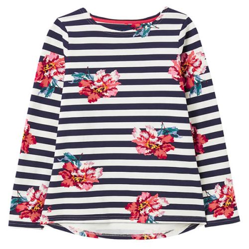 Joules Cream Floral Harbour Print Long Sleeve Jersey Top