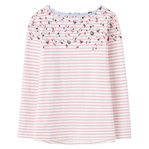 Joules Cream Pink Print Harbour Print Long Sleeve Jersey Top