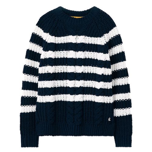 Joules Navy Cream Seaford Chenille Cable Jumper
