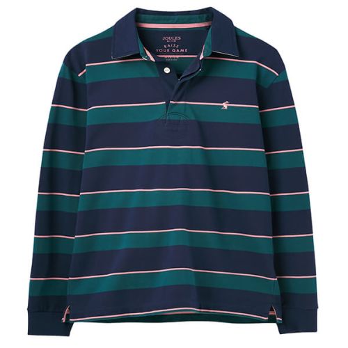 Joules Green Pink Stripe Onside Rugby Shirt