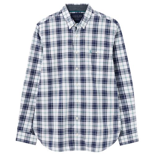 Joules Green Blue Check Hewitt Long Sleeve Classic Fit Shirt