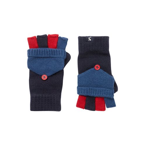 Joules French Navy Handy Knitted Converter Mittens Size 8-12 Years