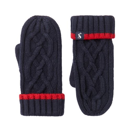 Joules French Navy Frosty Cable Mittens