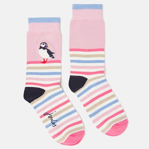 Joules Puffin Stripe Brill Bamboo Embroidered Socks