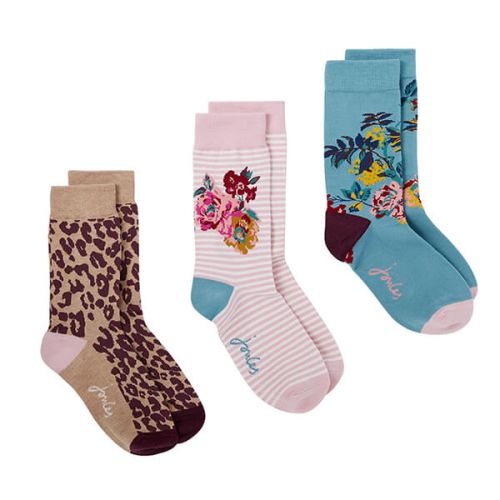 Joules Cotswold Floral 3 Pack Brill Bamboo Socks