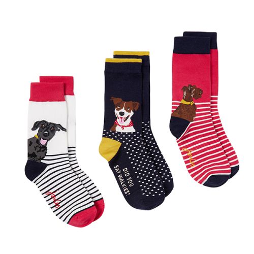 Joules Multi Dogs 3 Pack Brill Bamboo Socks