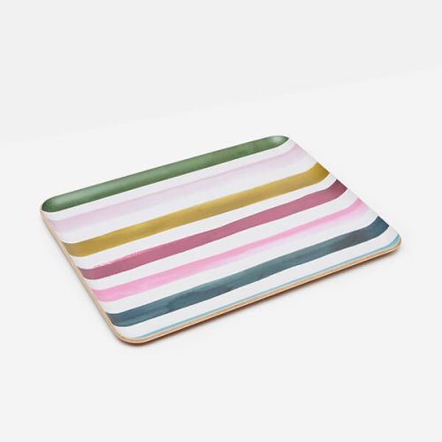 Joules Multi Stripe Large Tray Willow Wood 36cm x 28cm