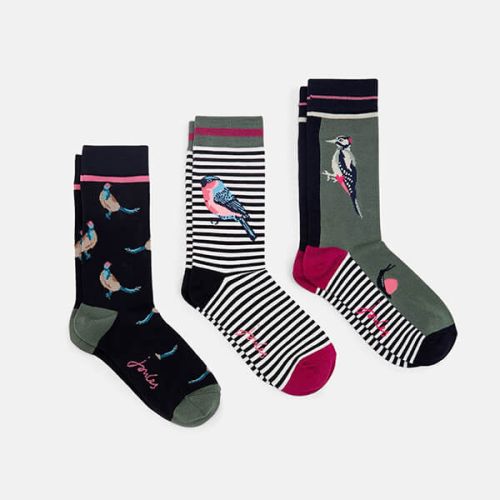 Joules Woodland Animals Excellent Everyday 3 Pack Socks Size 4-8