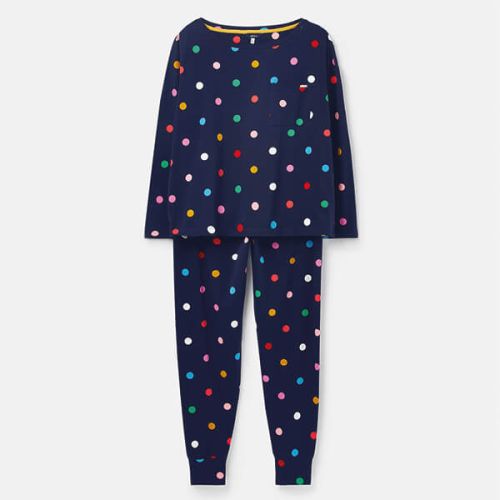 Joules Navy Fun Spot Dreamley Long Sleeve Jersey Pyjama Set
