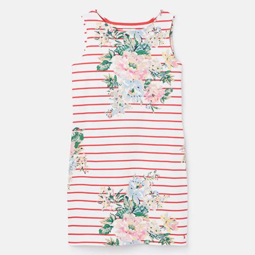 Joules Red Floral Riva Print Sleeveless Jersey Dress