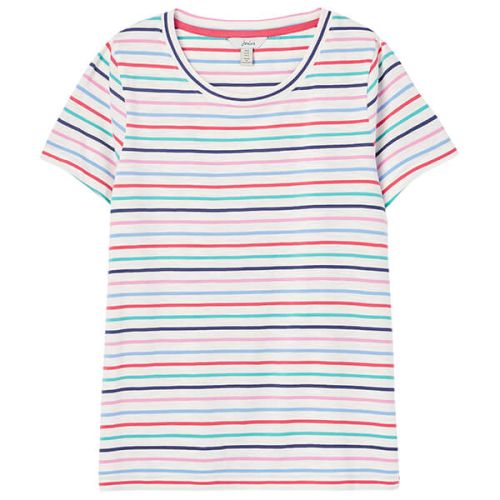 Joules Cream Multi Stripe Carley Stripe Classic Crew T-Shirt
