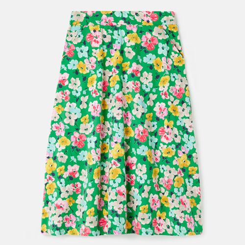 Joules Green Floral Eden Print Jersey Midi Skirt