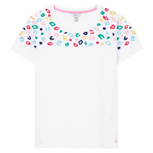 Joules Leopard Border Carley Embroidered Classic Crew T-Shirt