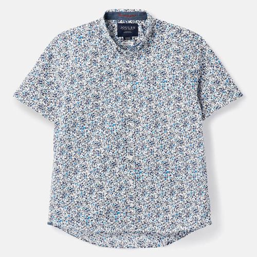 Joules Blue Ditsy Lloyd Slub Short Sleeve Classic Fit Printed Shirt ...