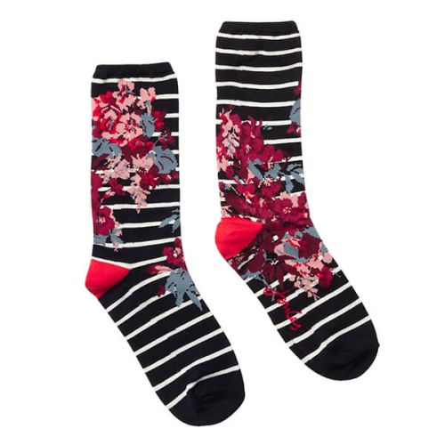 Joules French Navy Floral Excellent Everyday Single Eco Vero Socks 4-8