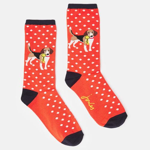 Joules Red Dog Excellent Everyday Single Eco Vero Socks Size 4-8