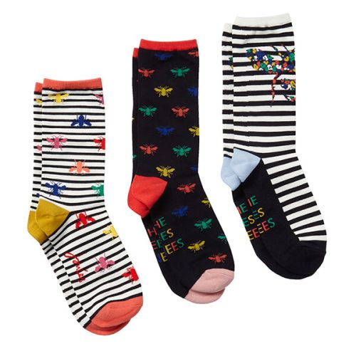 Joules Multi Bee Pack of 3 Eco Vero Socks Size 4-8