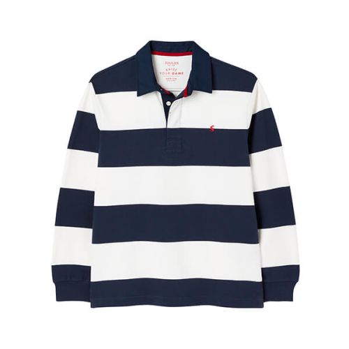 Joules Navy Creme Stripe Onside Rugby Shirt