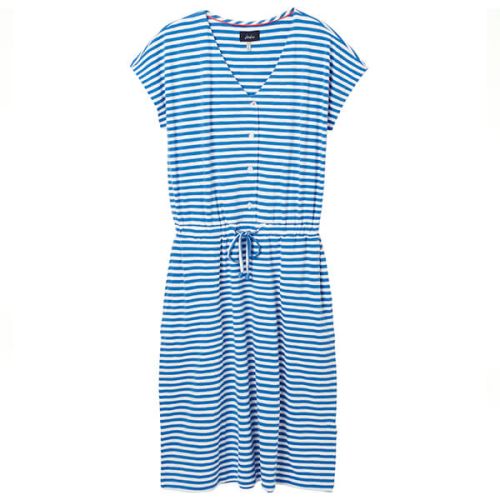 Joules Blue Stripe Kylie Drawstring Waist Jersey Dress