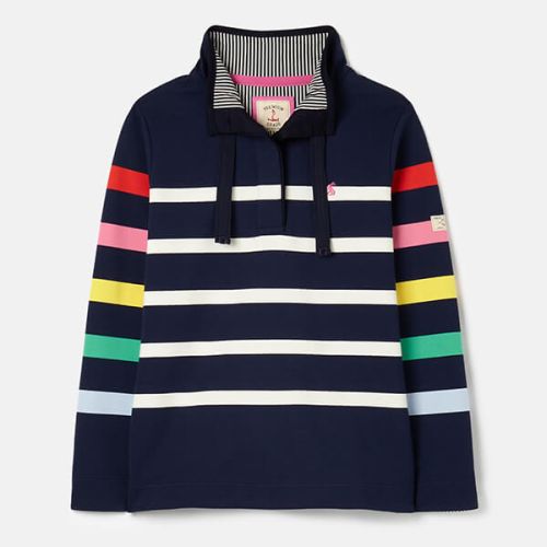 Joules Saunton Multi Stripe Sleeve Funnel Neck Sweatshirt