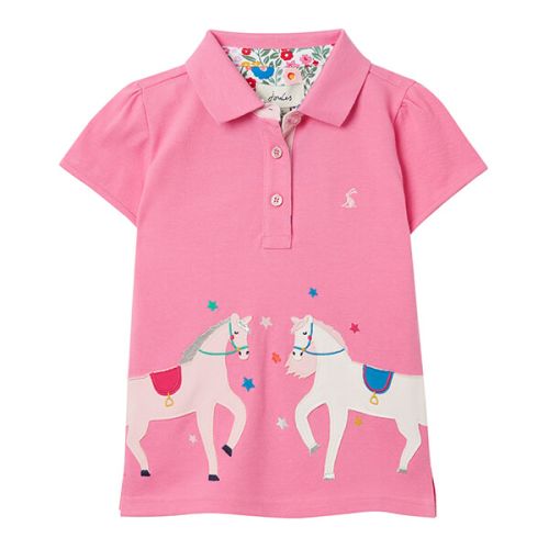 Joules Kids Moxie Pink Horse Polo Shirt