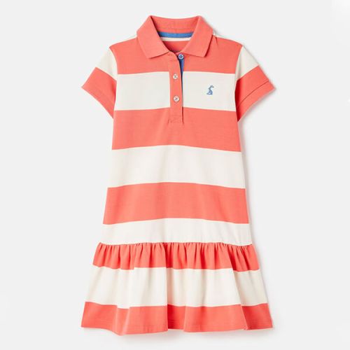 Joules Kids Coral Stripe Orla Short Sleeve Polo Dress