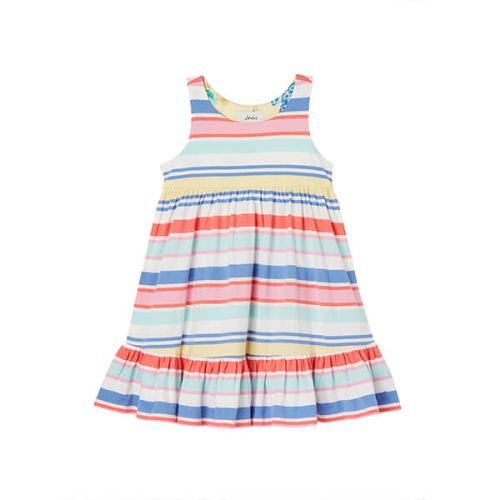 Joules Kids Multi Stripe Juno Tiered Jersey Dress