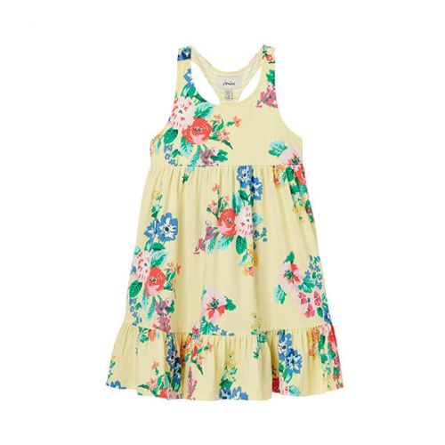 Joules Kids Pastel Yellow Juno Tiered Jersey Dress | Harts of Stur