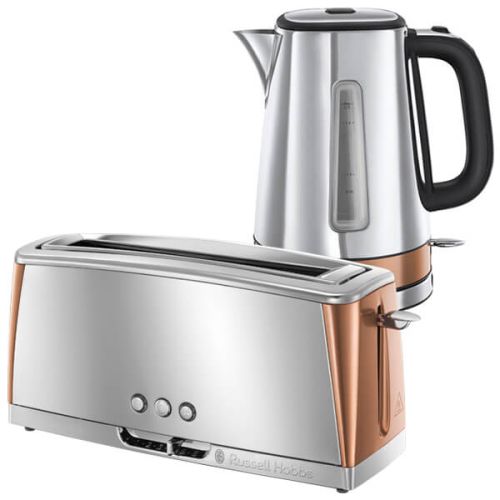 Russell Hobbs Luna Stainless Steel & Copper Kettle & Toaster Set