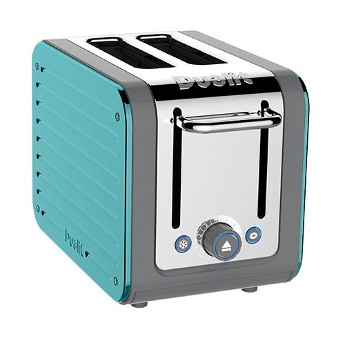 Dualit Architect 2 Slot Grey Body With Azure Blue Panel Toaster