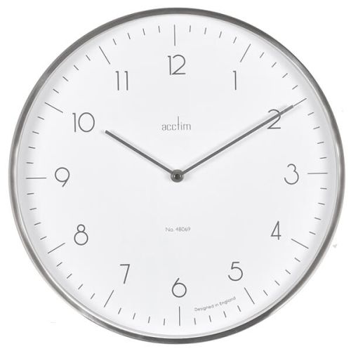 Acctim Madison Wall Clock Brushed Steel/White
