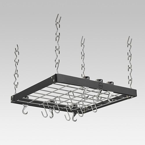 Hahn Black / Chrome Metal Square Ceiling Rack