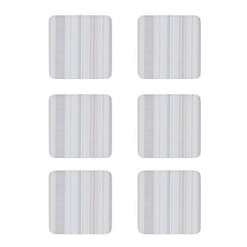 Denby Set Of 6 Cream Stripe Cork Backed Coasters