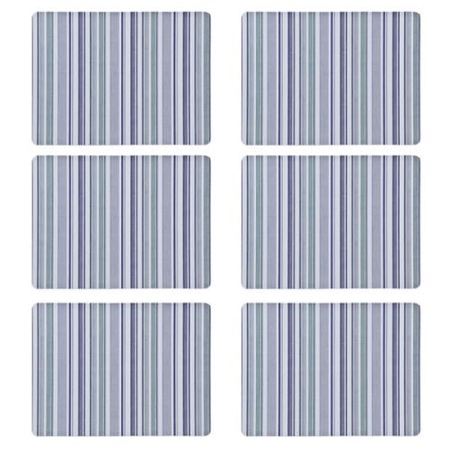 Denby Set Of 6 Blue Stripe Cork Backed Placemats
