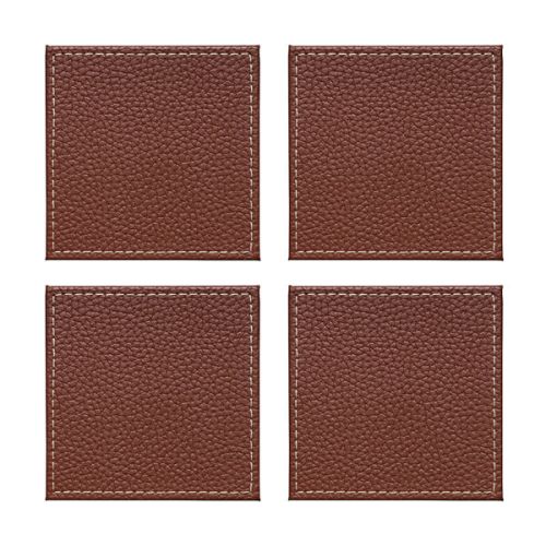 Denby Set Of 4 Brown Faux Leather Coasters