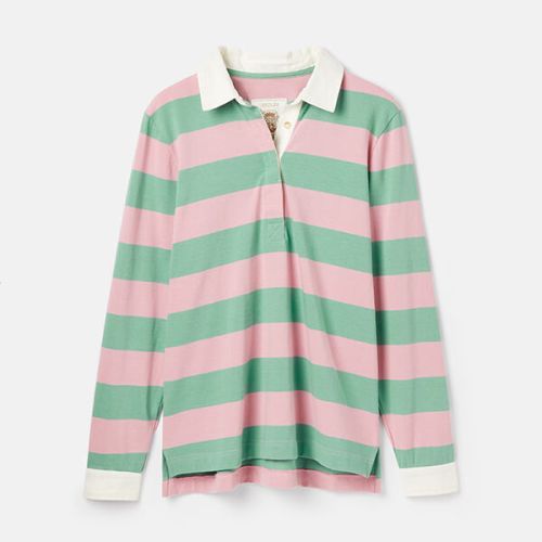 Joules Pink Green Stripe Falmouth Rugby Shirt
