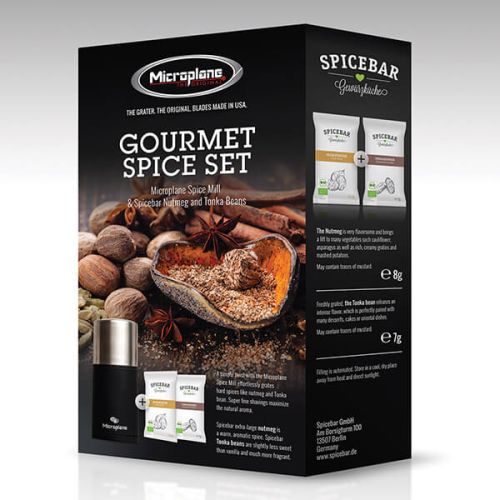 Microplane Gourmet Spice Set - Spice Mill & Spicebar Nutmegs and Tonka Beans
