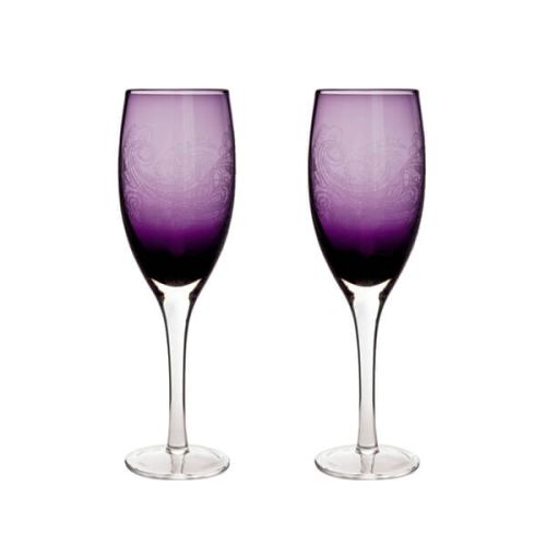 Denby Set Of 2 Monsoon Cosmic White Wine Glasses