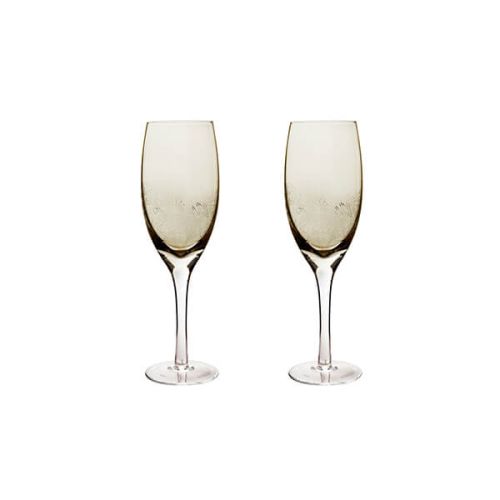 Denby Monsoon Lucille Gold Set Of 2 White Wine Glasses