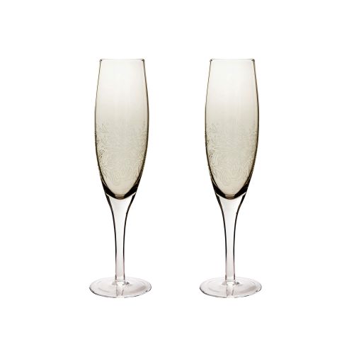 Denby Monsoon Lucille Gold Set Of 2 Champagne Flutes