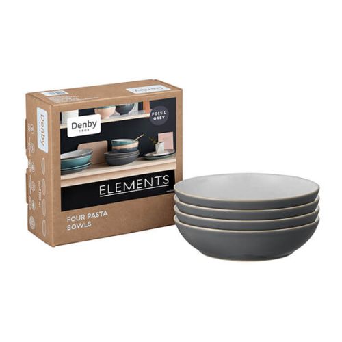 Denby Elements Fossil Grey 4 Piece Pasta Bowl Set