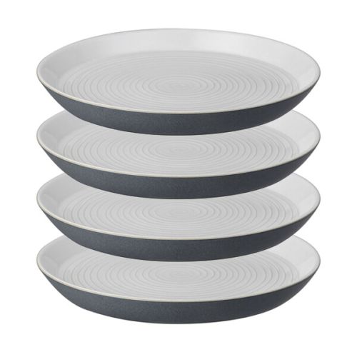 Denby Impression Charcoal 4 Piece Spiral Dinner Plate Set