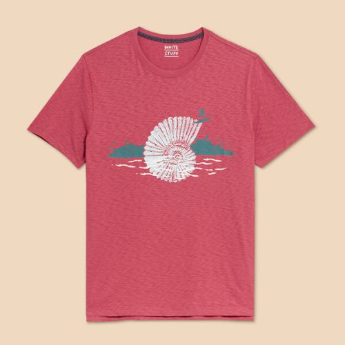 White Stuff Mens Surf Shell Graphic T-Shirt Coral