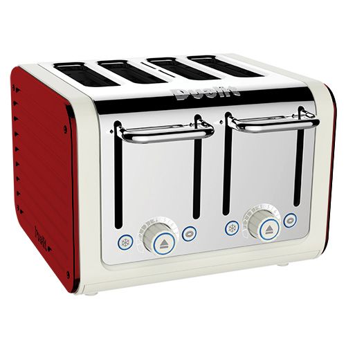 Dualit Architect 4 Slot Canvas Body With Apple Candy Red Panel Toaster