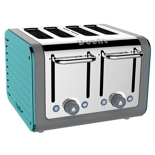 Dualit Architect 4 Slot Grey Body With Azure Blue Panel Toaster