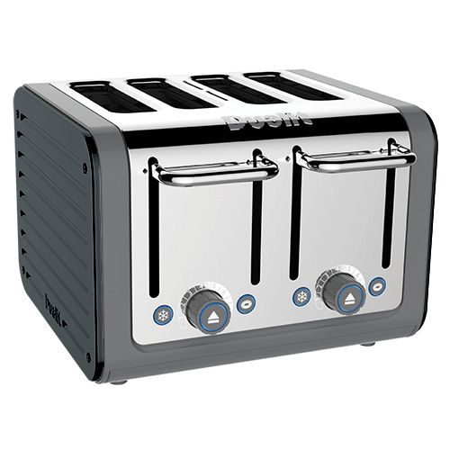 Dualit Architect 4 Slot Grey Body With Metallic Charcoal Panel Toaster