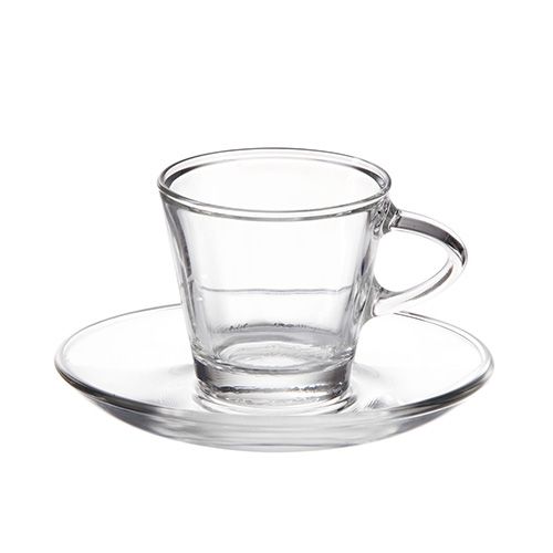 Eddingtons Glass Espresso Cup and Saucer Set Of 2