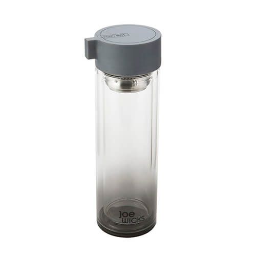 Joe Wicks Crystal Glass Water Bottle Grey 350ml