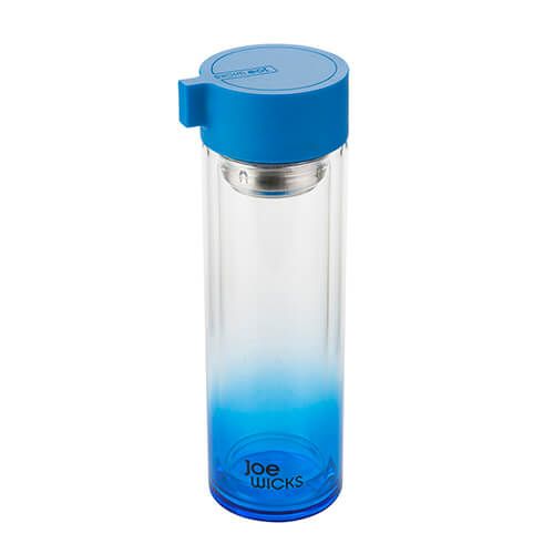 Joe Wicks Crystal Glass Water Bottle Blue 350ml