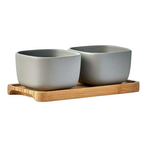 BIA International Share Set of 2 Square Bowls Grey